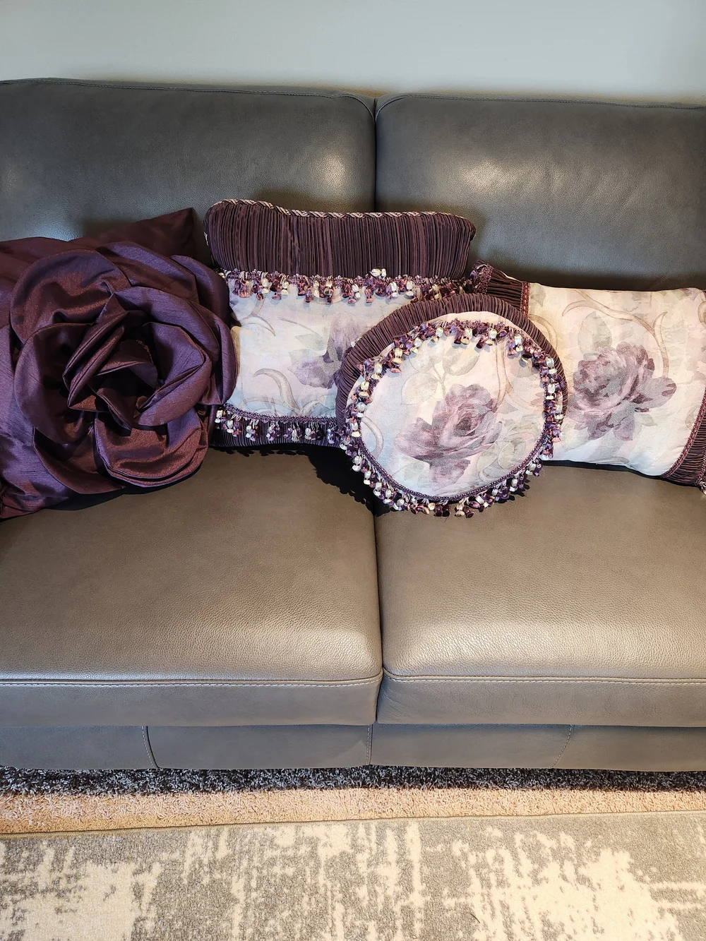 Home Accents Purple Floral Decorative Pillow Set by Crocell